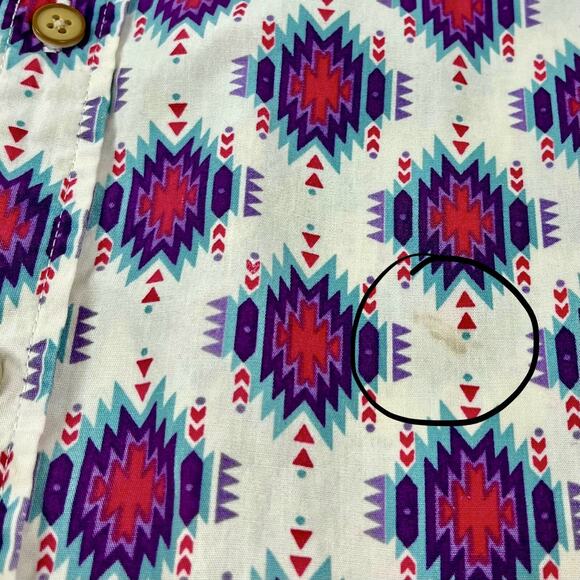 Coastal Tribal Button Up Shirt Geometric Short Sleeve Men’s Size Small - Picture 8 of 8